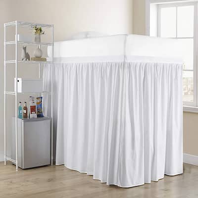 Extended Dorm Sized Cotton Bed Skirt Panel with Ties (3 Panel Set)
