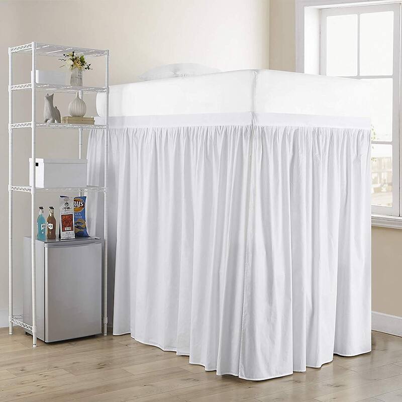 Extended Dorm Sized Cotton Bed Skirt Panel with Ties (3 Panel Set)