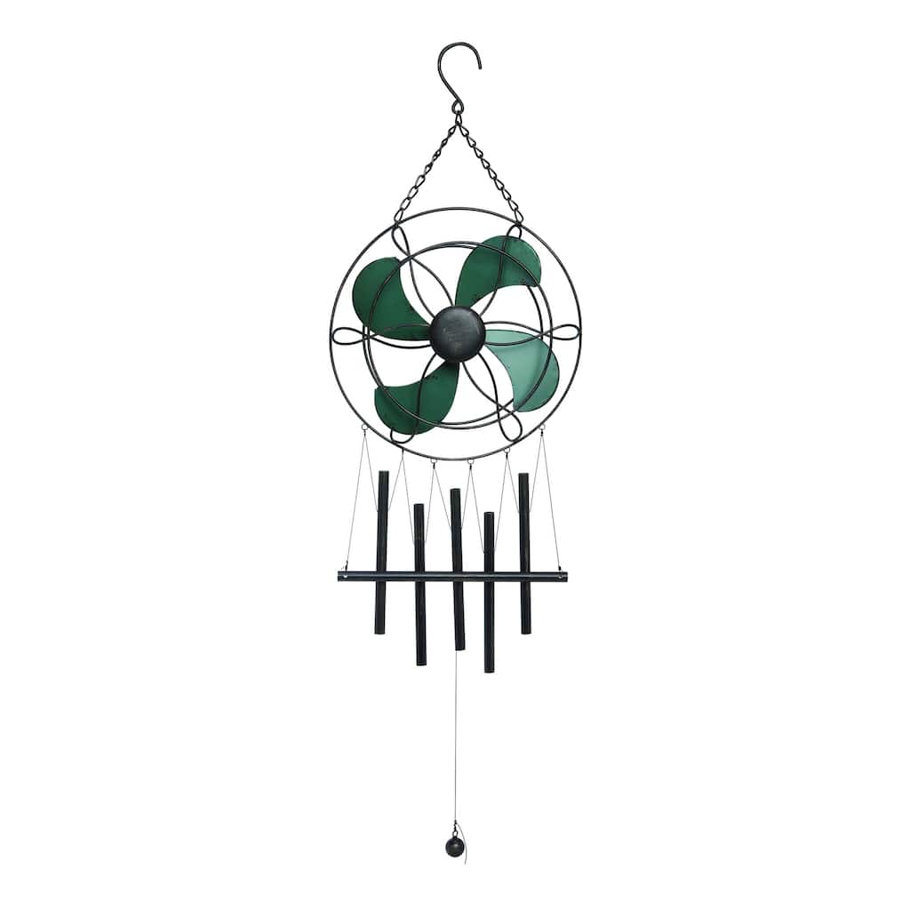 Transpac Metal Pewter Spring Fan Chime