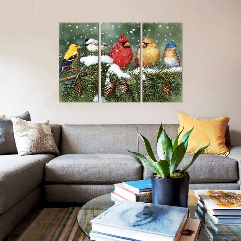iCanvas "Backyard Birds on Snowy Branch" by William Vanderdasson