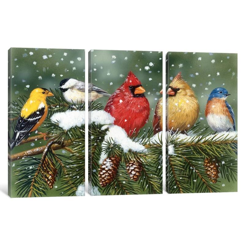 iCanvas "Backyard Birds on Snowy Branch" by William Vanderdasson