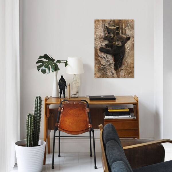 Shop Icanvas Curious Black Bear Cubs Vertical By Collin Bogle