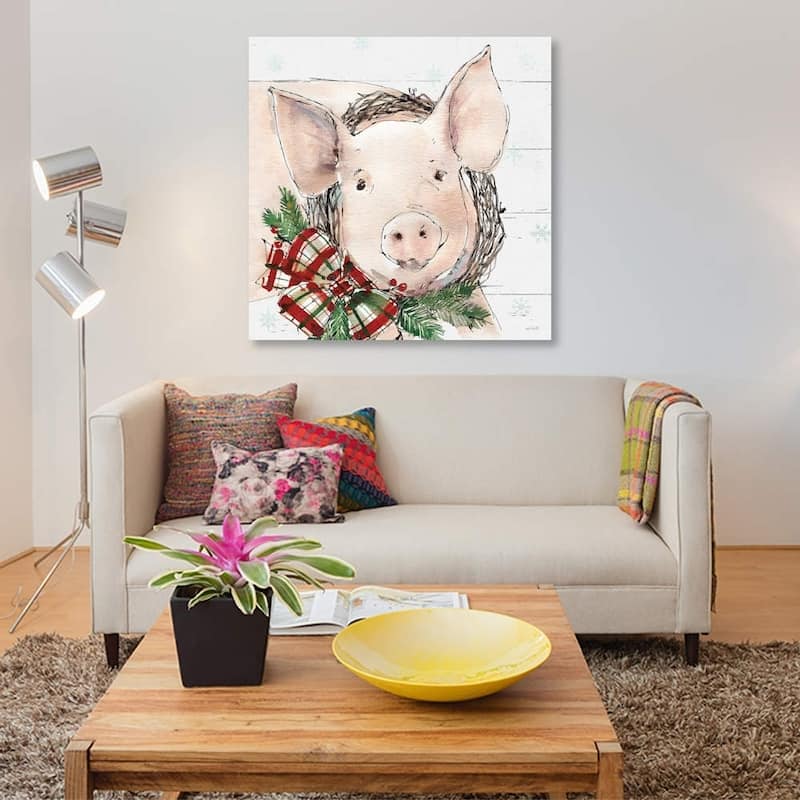 iCanvas "Christmas Pig" by Anne Tavoletti
