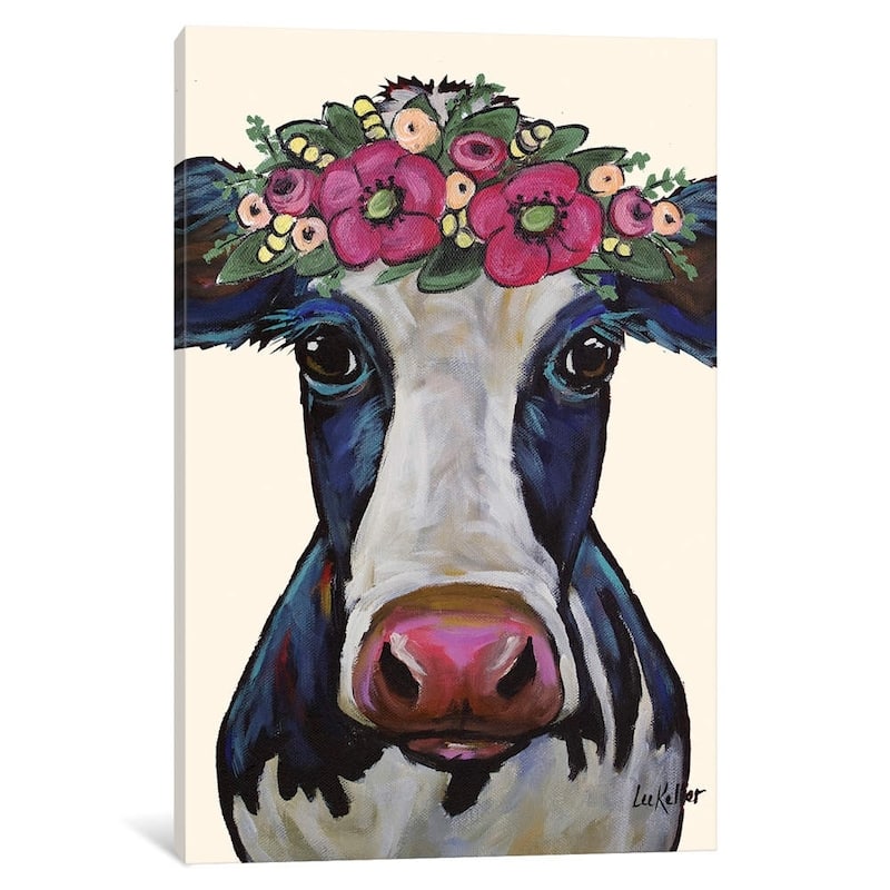iCanvas "Cow - Georgia Flower Crown" by Hippie Hound Studios