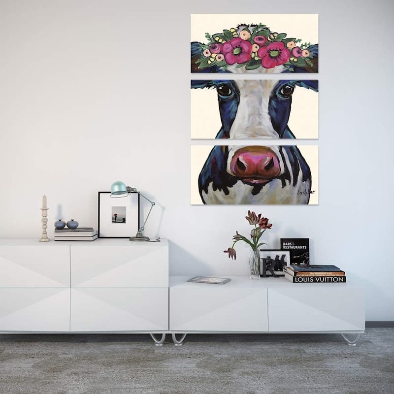 iCanvas "Cow - Georgia Flower Crown" by Hippie Hound Studios
