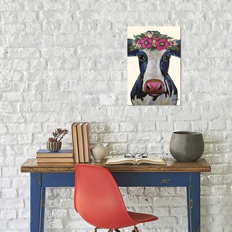 iCanvas "Cow - Georgia Flower Crown" by Hippie Hound Studios