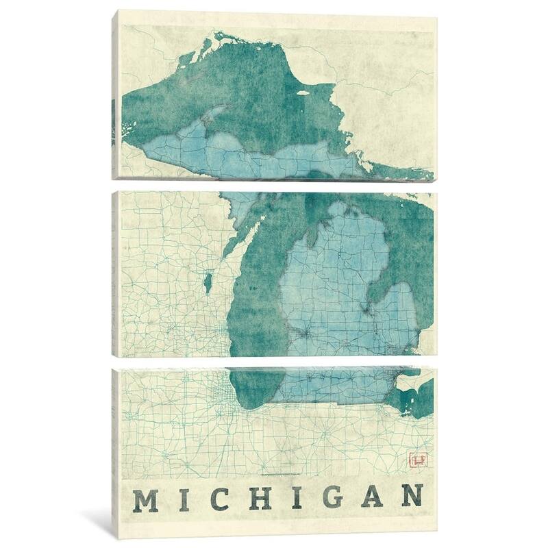iCanvas "Michigan Map" by Hubert Roguski