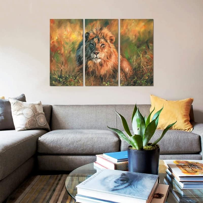 iCanvas "Lion At Sunset" by David Stribbling