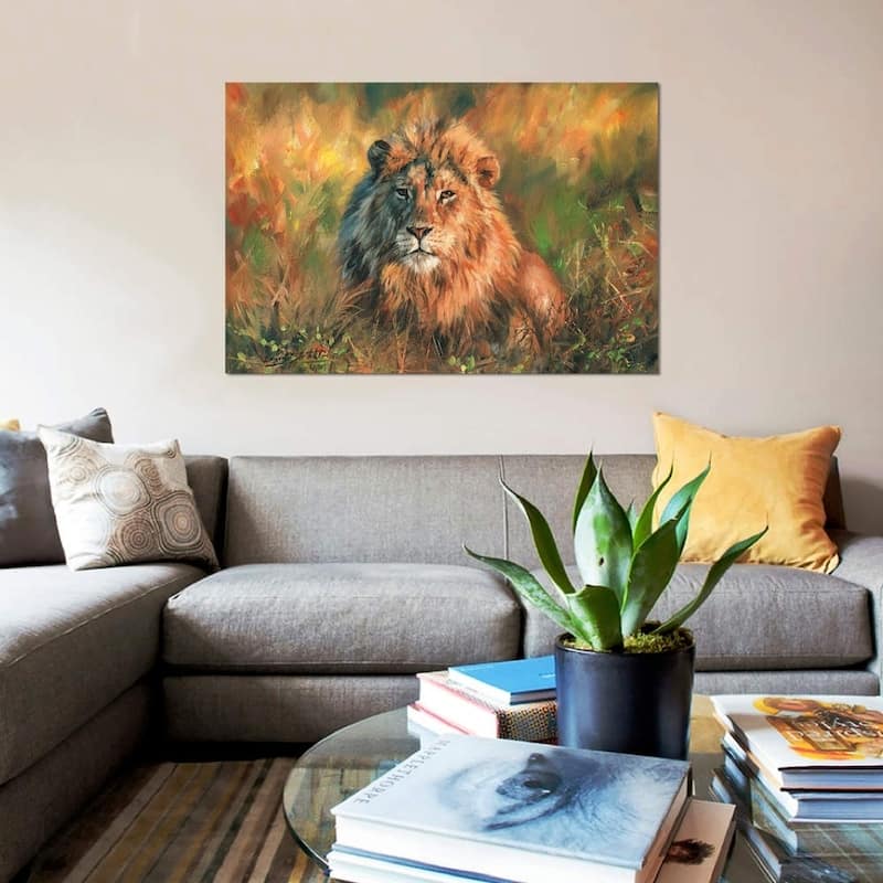 iCanvas "Lion At Sunset" by David Stribbling