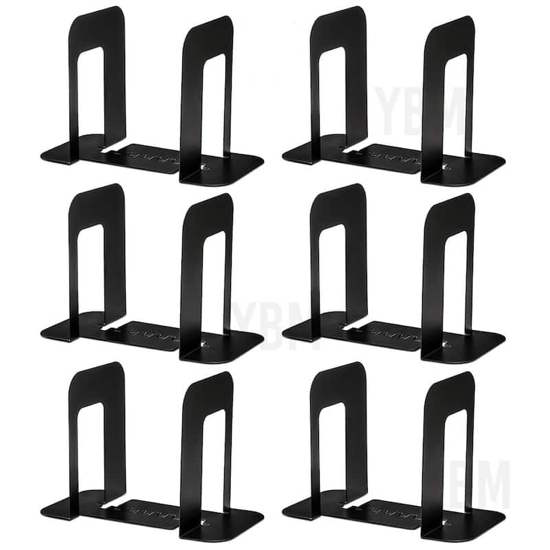 Ybm Home Metal Bookends Desk Book Holder for Books, Magazines, 6 pairs 2483vc-6