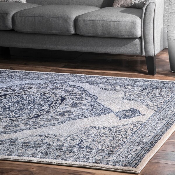 Porch & Den Lombard Vintage Ornamental Medallion Floral Border Area Rug