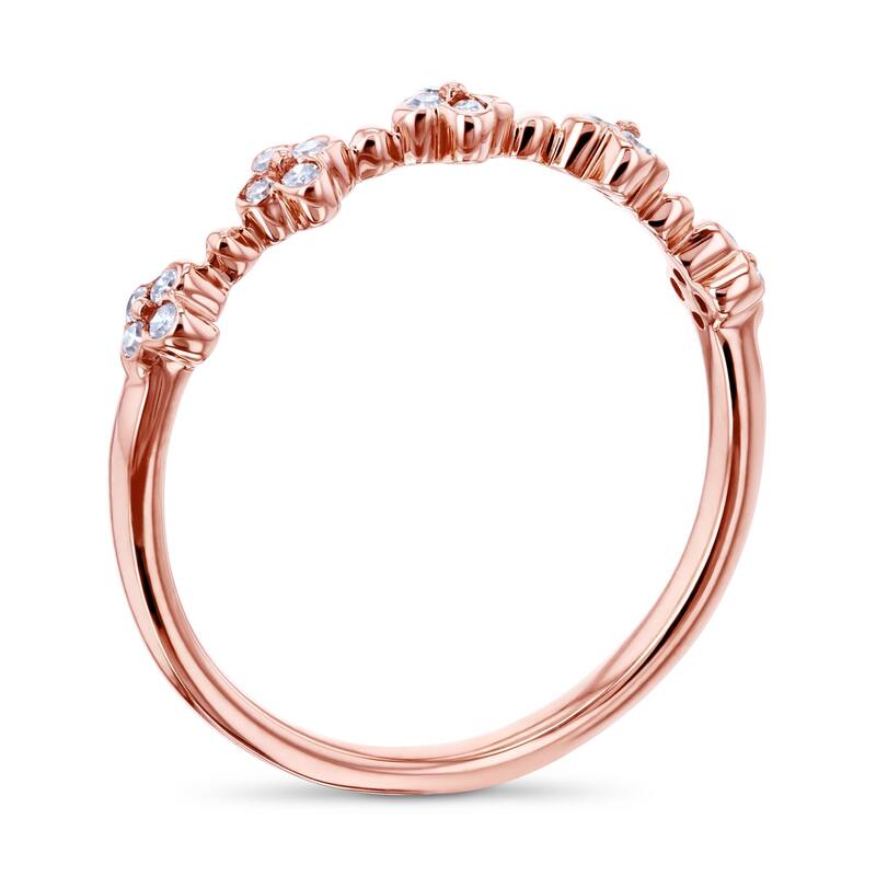 Annello by Kobelli 10k Rose Gold 1/10ct TDW Quad Cluster Diamond Pattern Slender Fashion Band