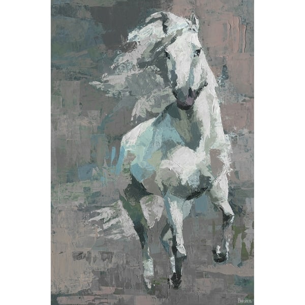 Shop Porch Den Eric Running White Horse Wrapped Canvas Print