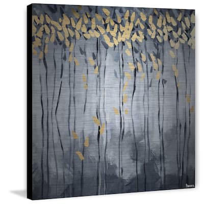 'Golden Leaves' Painting Print on Brushed Aluminum