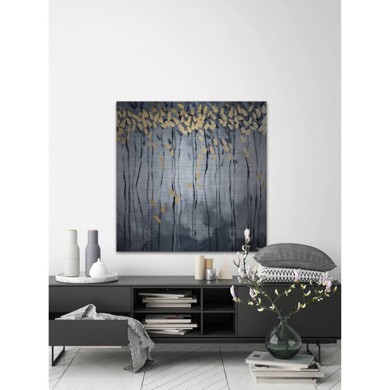 'Golden Leaves' Painting Print on Brushed Aluminum