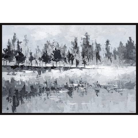 Handmade Dark Lake Floater Framed Print on Canvas