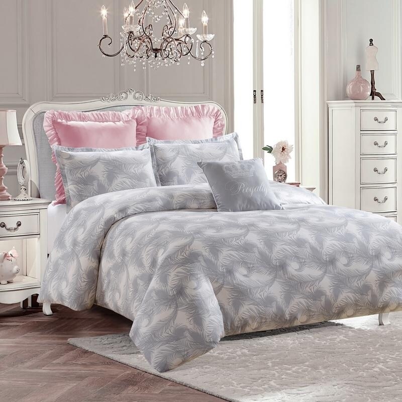 Shop Royal Feathers Comforter Set Gray Machine Washable Includes