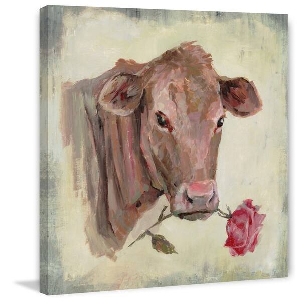 Shop Handmade Romantic Cow Print On Wrapped Canvas Overstock