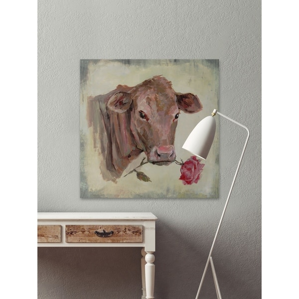 Handmade Romantic Cow Print On Wrapped Canvas Overstock 26641181