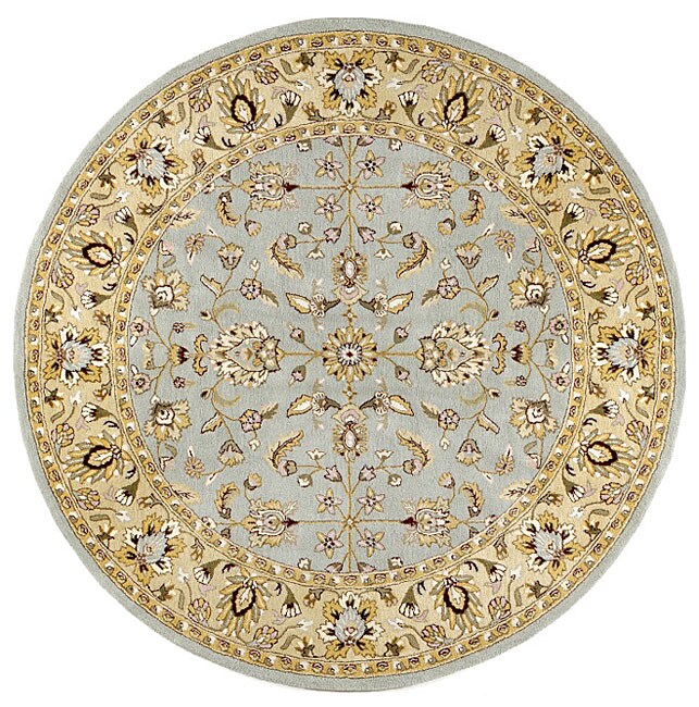 Handmade Elite Traditional Blue Wool Rug (6' Round) Free Shipping