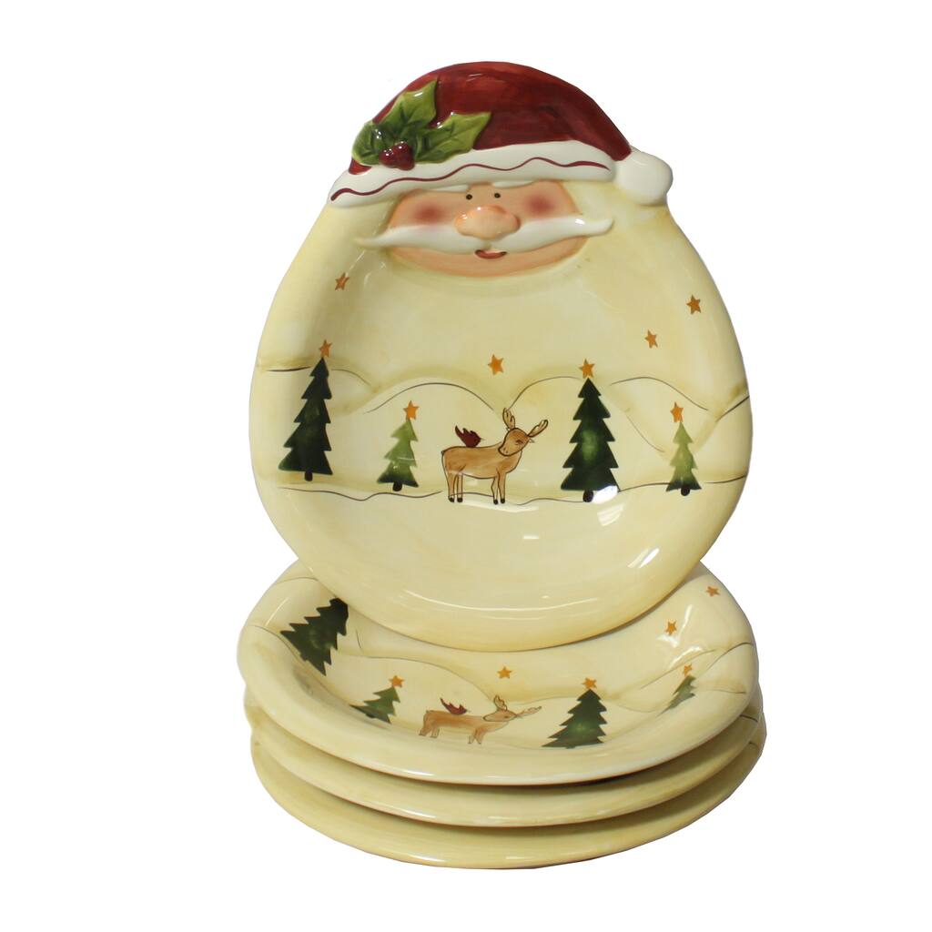 Santa Claus Hors D'oeuvre 4-piece Serving Plate Set