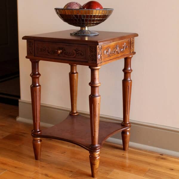 International Caravan Carved Wood Square Table