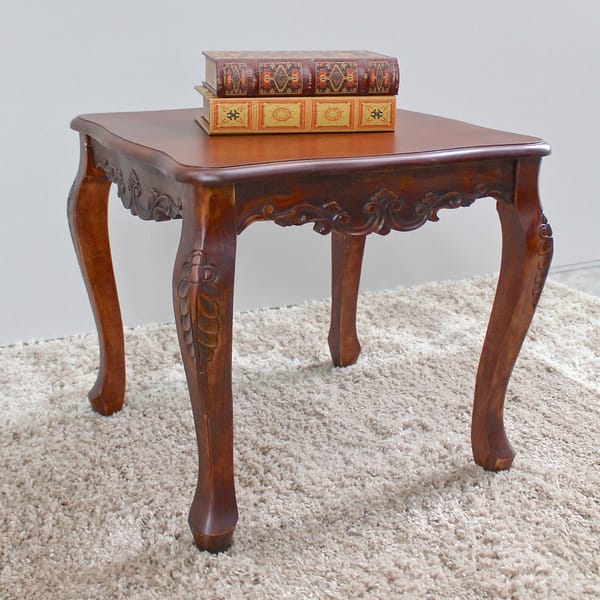 International Caravan Carved Wood Square Table International Caravan Carved Wood Square Table