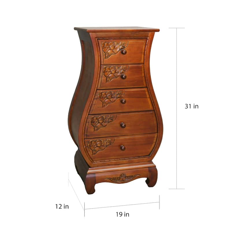 Windsor Hand-carved 5-drawer Bombay Dresser