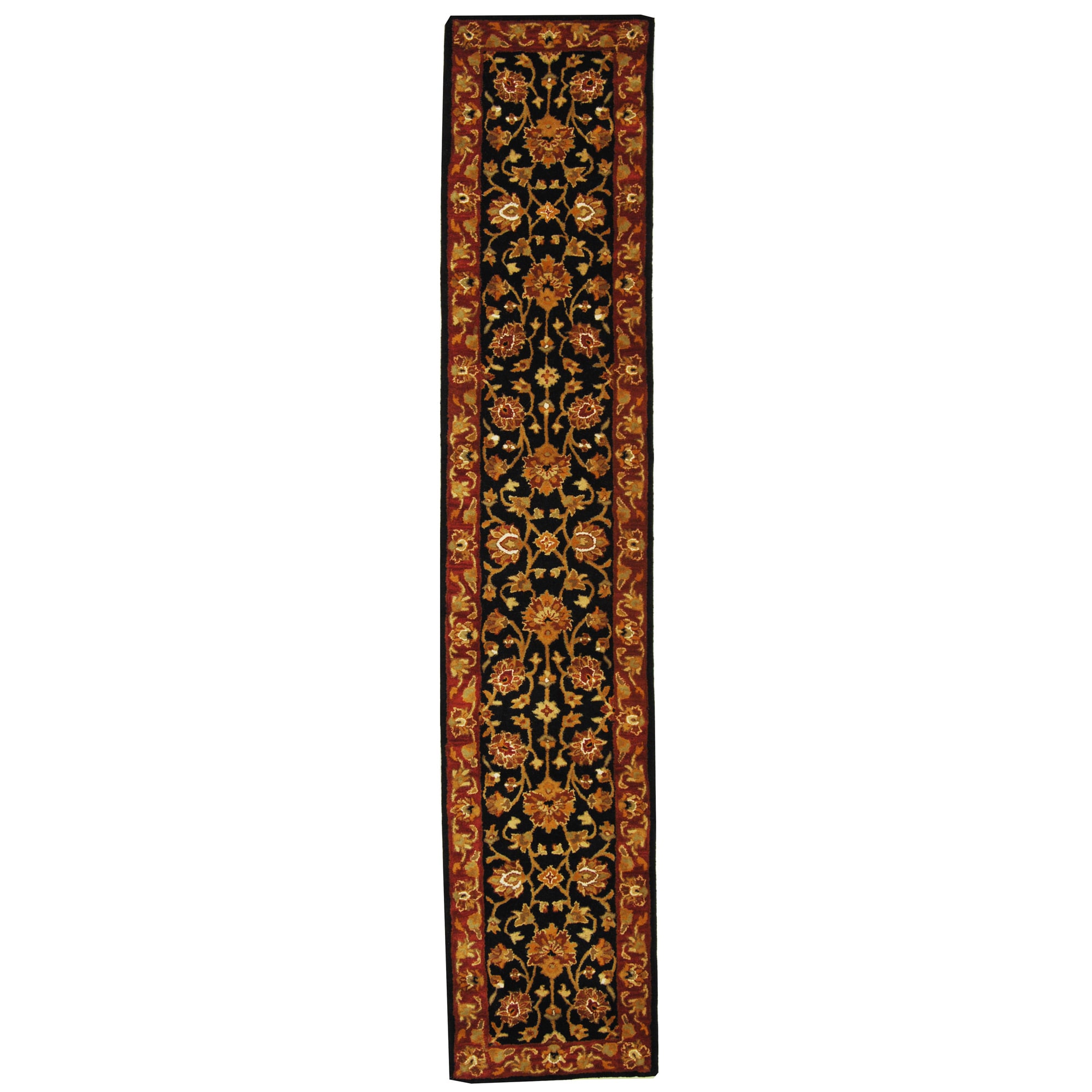 Handmade Heritage Kerman Black/ Peach Wool Runner (23 X 12) (BlackPattern OrientalMeasures 0.625 inch thickTip We recommend the use of a non skid pad to keep the rug in place on smooth surfaces. We also recommend that this rug be professionally cleaned 