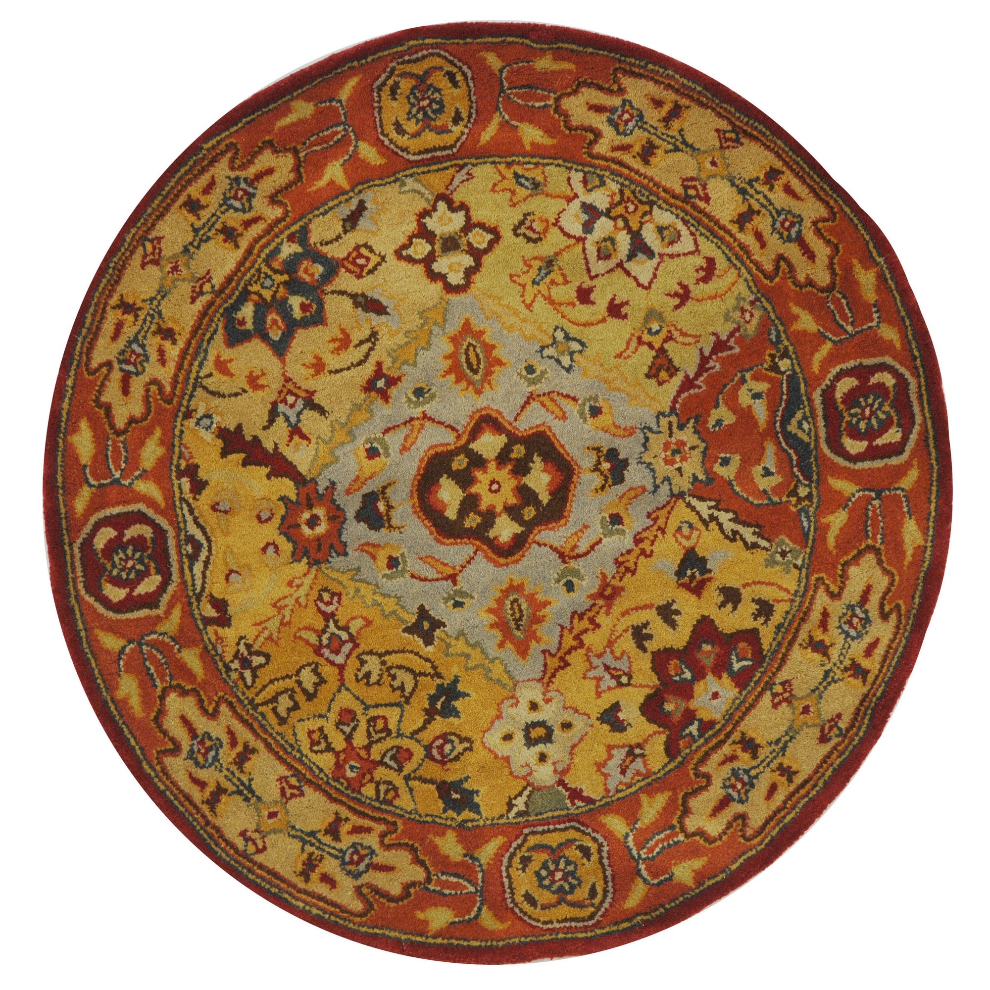 Handmade Diamond Bakhtiari Multi/ Red Wool Rug (36 Round) (MultiPattern OrientalMeasures 0.625 inch thickTip We recommend the use of a non skid pad to keep the rug in place on smooth surfaces. We also recommend that this rug be professionally cleaned to