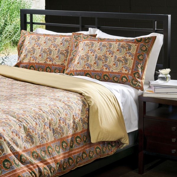 Handmade Cotton Feathers And Leaf Print Duvet Cover Set India Cotton Feathers And Leaf Print Duvet Cover Set India