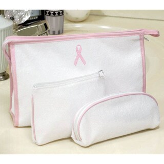 Shop Breast Cancer 3-piece Terry Cloth Cosmetic Bags