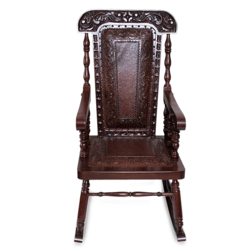 Handmade Nobility Tornillo and Leather Rocking Chair (Peru)