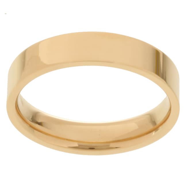 14k Yellow Gold Mens Flat 5 mm Wedding Band