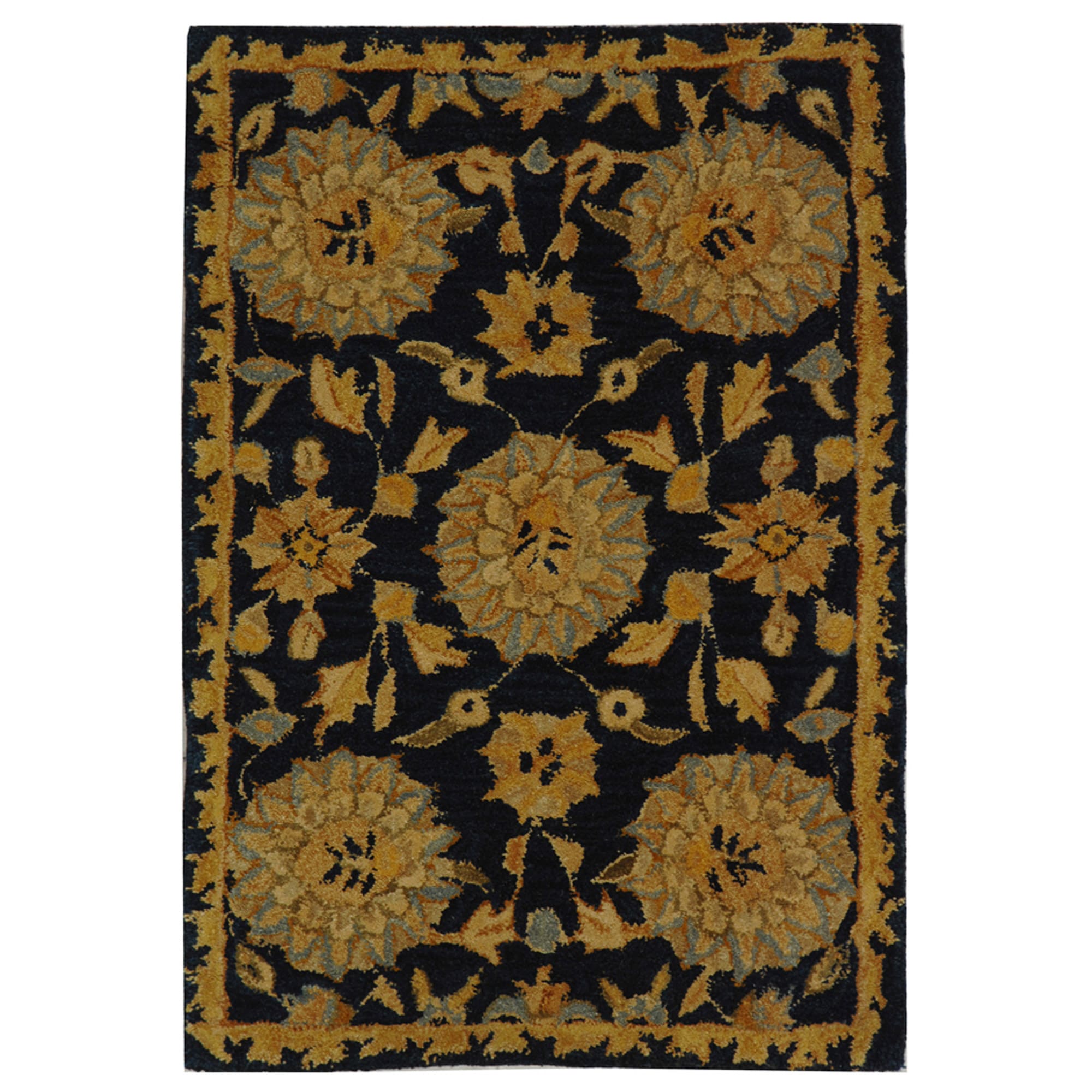 Handmade Medallions Navy Wool Rug (2 X 3)