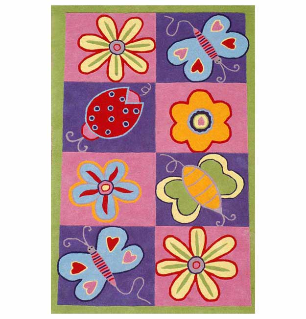 Hand-tufted Flowers and Butterflies Kids' Rug (4' x 6') - 4' x 6'