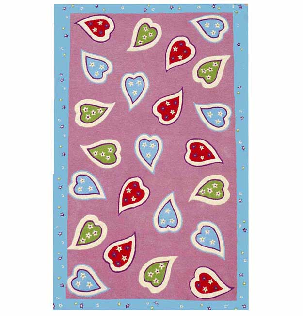 Hand tufted Happy Hearts Childrens Rug (4 X 6)