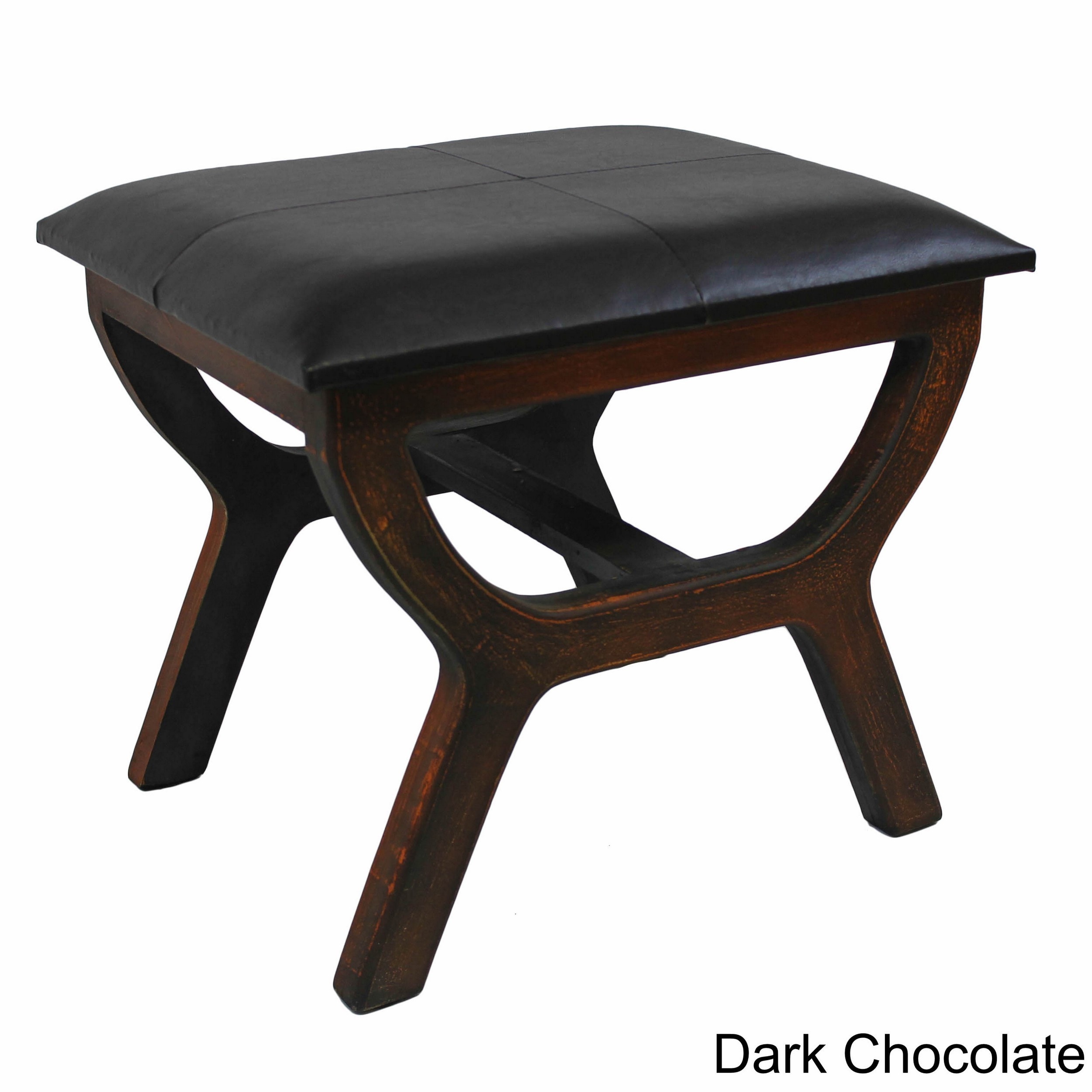 International Caravan Rectangular Stool With Wood Legs