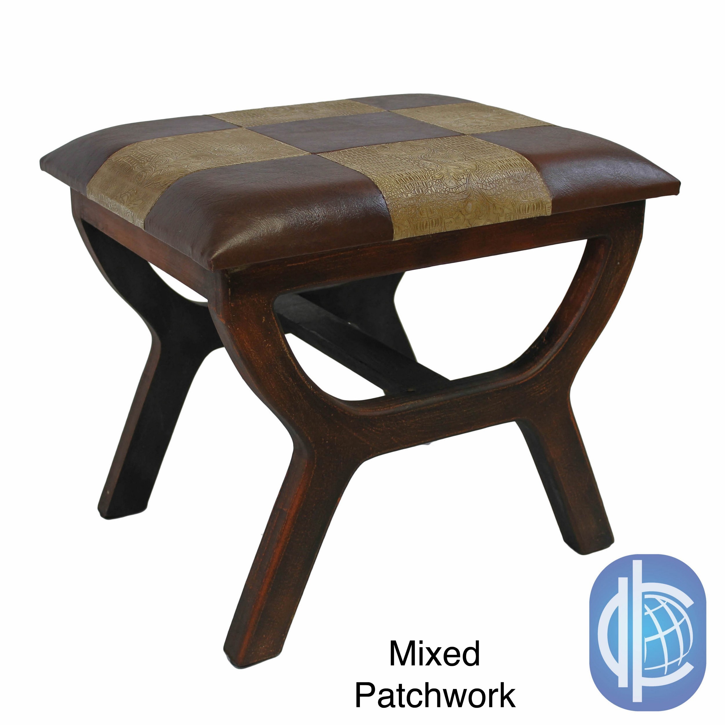 International Caravan Rectangular Stool With Wood Legs