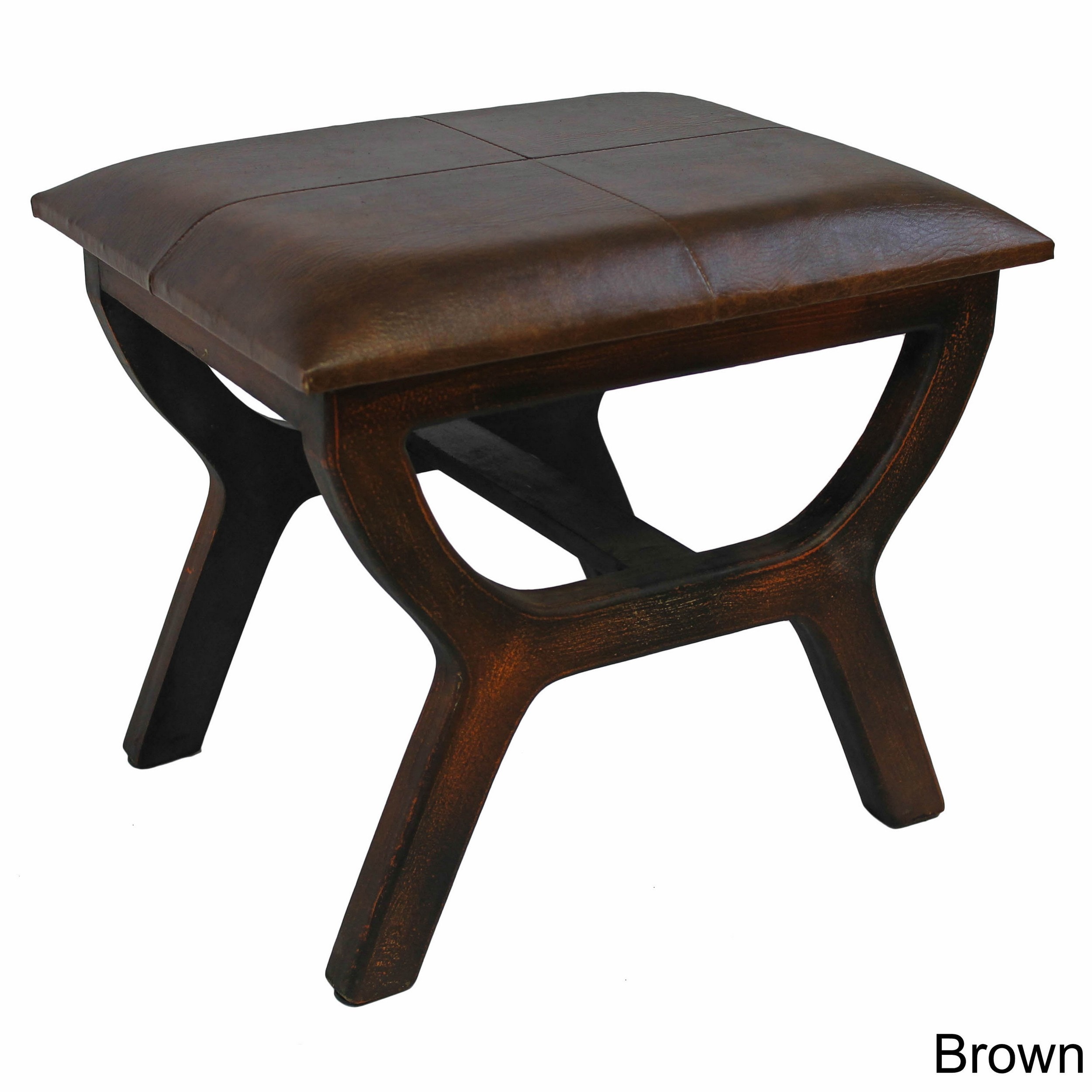 International Caravan Rectangular Stool With Wood Legs