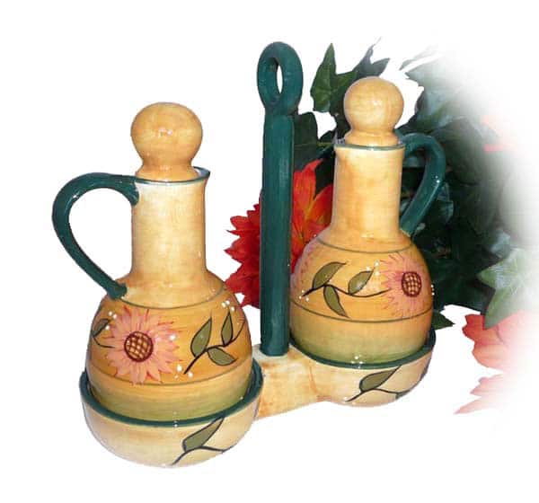 Sunflower Garden Handpainted Oil and Vinegar Set