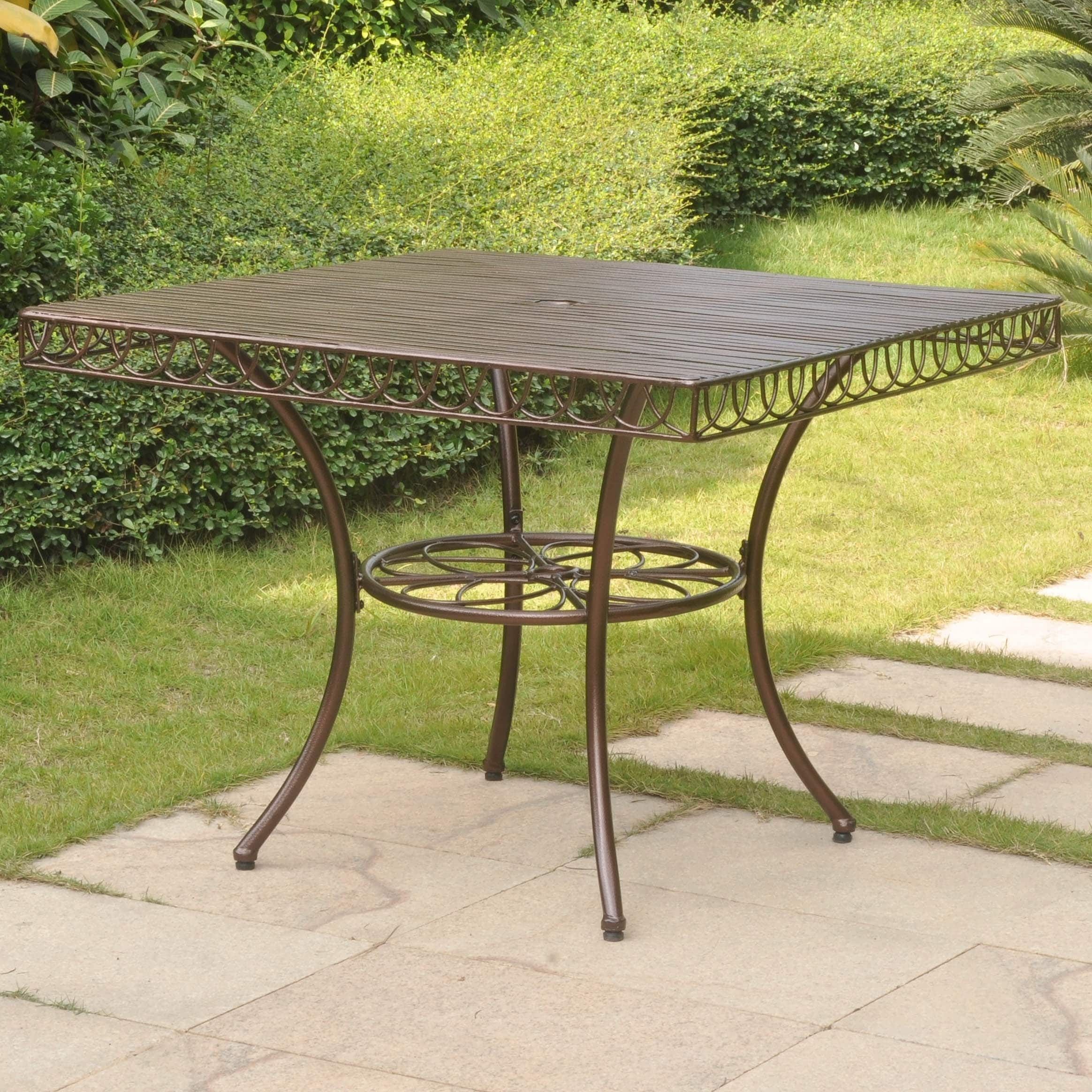 International Caravan 5-Piece Sun Ray Iron Square Dining Group International Caravan 5-Piece Sun Ray Iron Square Dining Group