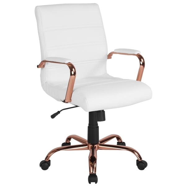 Shop Executive White Leather Adjustable Swivel Office ...