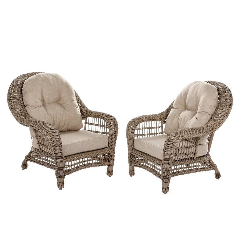 Outdoor Garden Patio 2 PC Cappuccino Furniture Chair Set - N/A