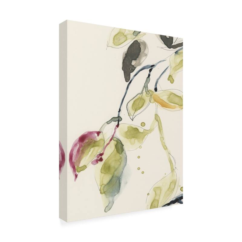 Jennifer Goldberger 'Leaf Branch Triptych I' Canvas Art
