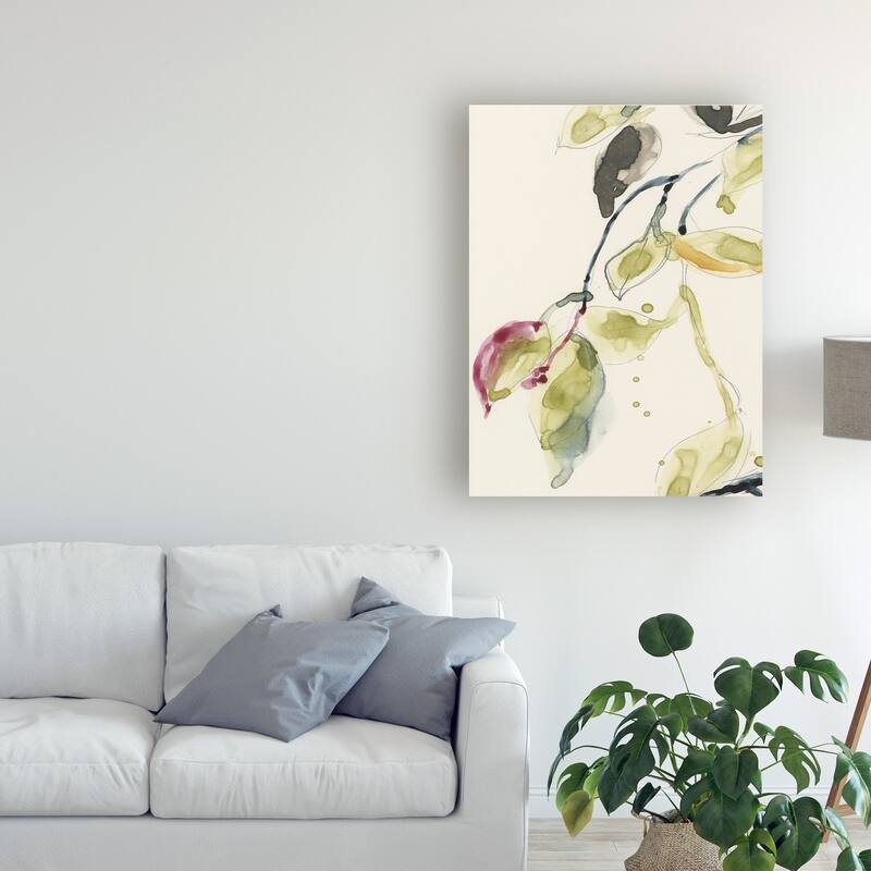 Jennifer Goldberger 'Leaf Branch Triptych I' Canvas Art