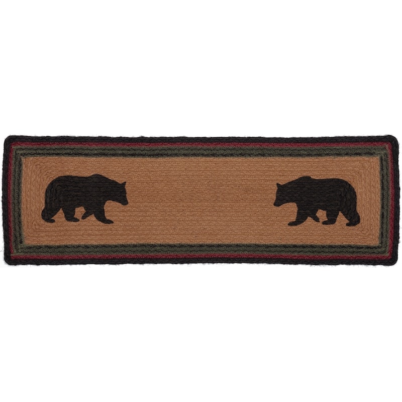 Wyatt Stenciled Bear Jute Stair Tread Rect Latex 8.5x27 - Stair Tread 8.5x27
