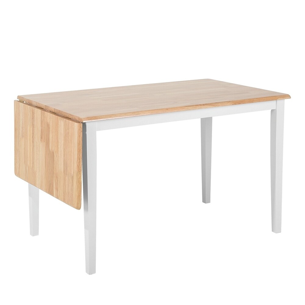 Overstock Extendable Dining Table Rubberwood White and Brown LOUISIANA