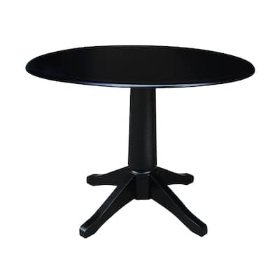 Round Dual Drop Leaf 42" Pedestal Table - Black