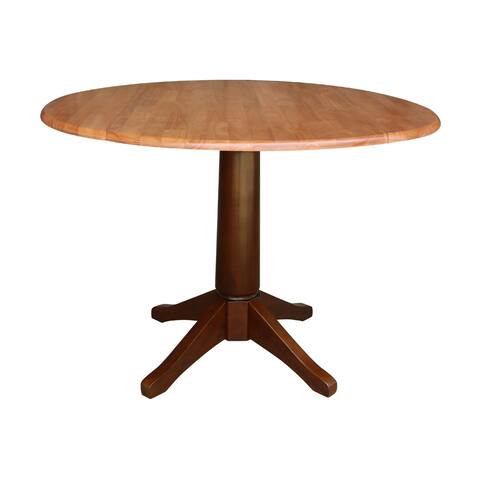 Round Dual Drop Leaf 42" Pedestal Table - Cinnamon/Espresso
